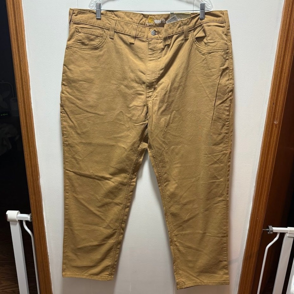 Carhartt Rugged Flex Five‎ Pocket Pants Mens Size 44x32 Relaxed Fit Tan NEW